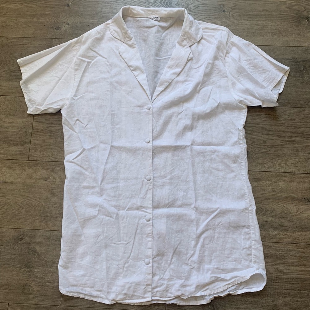 Cotton On Medium Linene like button up tunic dress white